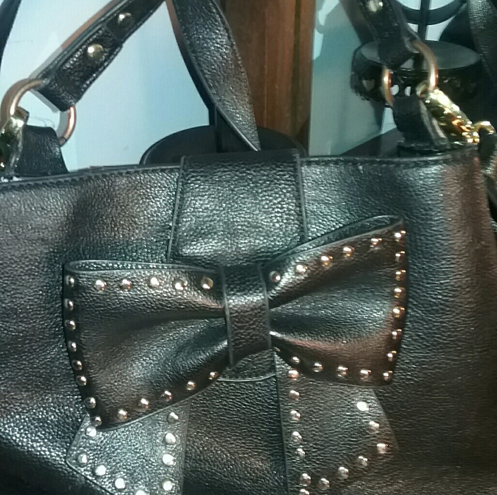 Betsey Johnson Black Studded Bow Purse Bag